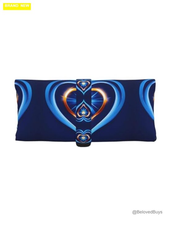 Sky Blue Heart Leather Eyeglass Case Pouch for Men Women main image 4
